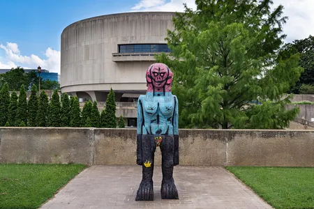 The new artworks unveiled in the garden, including We Come in Peace by Huma Bhabha, 2018, offers visitors the opportunity to "engage with timely issues through art," says the museum's director Melissa Chiu. 