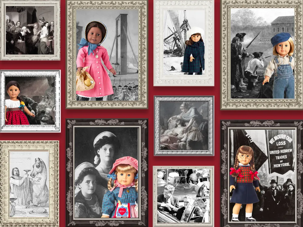 Illustration of American Girl dolls living through major historical moments