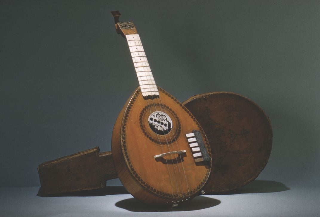 English guitar from Longman and Broderip, London, given to Nelly Parke Custis, by President Washington.
