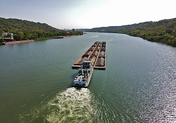 Barge on river thumbnail