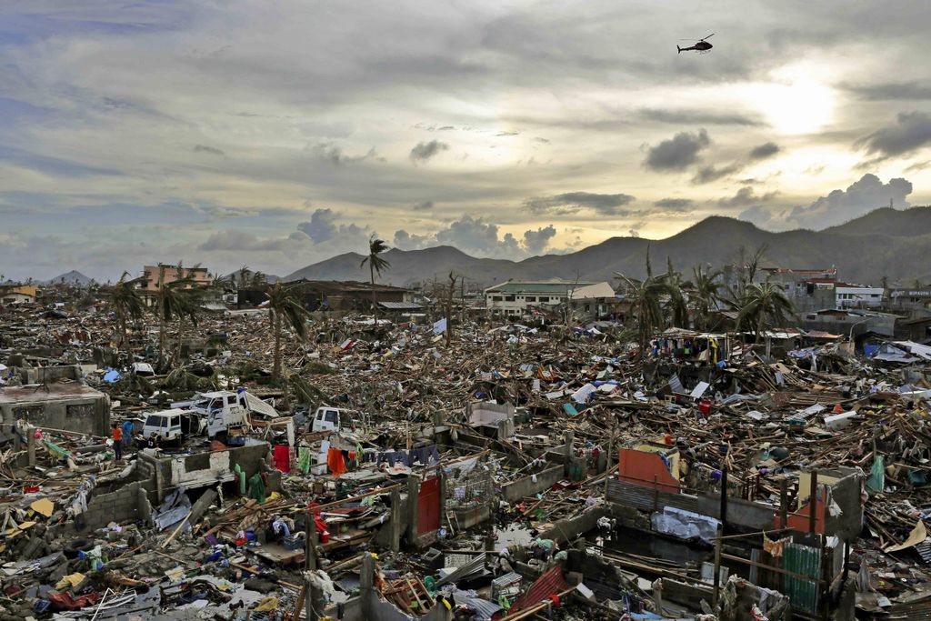 A neighborhood leveled by a hurricane