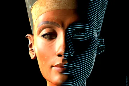 The scan captures every detail that made the bust so iconic, including Nefertiti’s delicate neck, painted headdress, high cheekbones and sharp eyeliner.