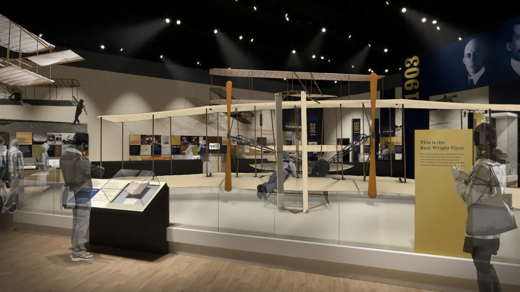 artwork of Wright Flyer on display