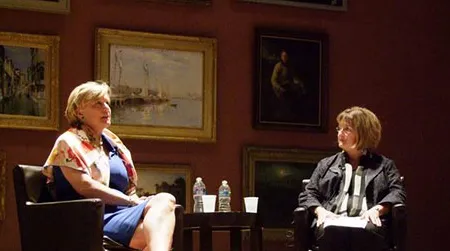 Jo Ann Gillula interviews Susan Ford Bales, left, daughter of President Gerald Ford, about what it was like to live in the White House.