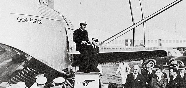 Thousands watched the China Clipper as it set off on the first trans-Pacific airmail flight on November 22, 1935.