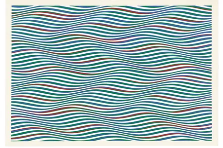 Red, Green, and Blue Twisted Curves, 1979. The &ldquo;spectator who looks at my work is part of the work itself,&rdquo; Riley has said.