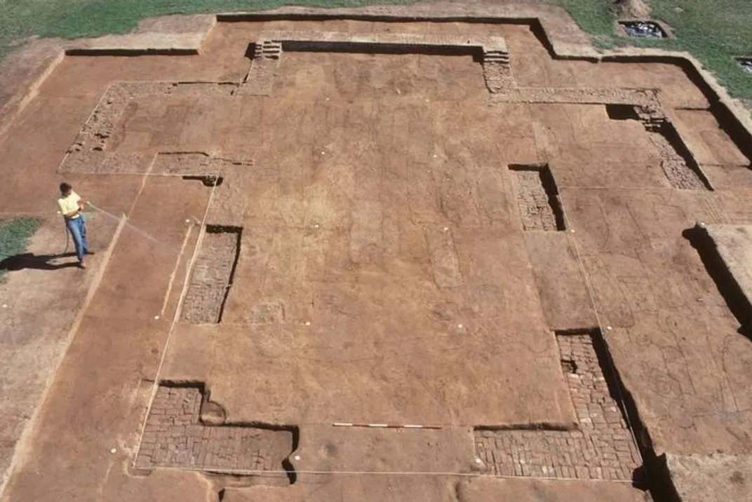 The exposed foundation of the Brick Chapel in Historic St. Mary's City