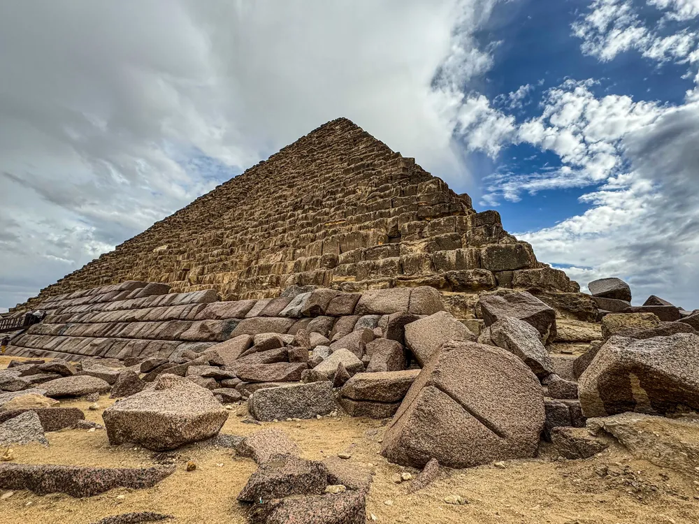 Pyramid with granite blocks at its base
