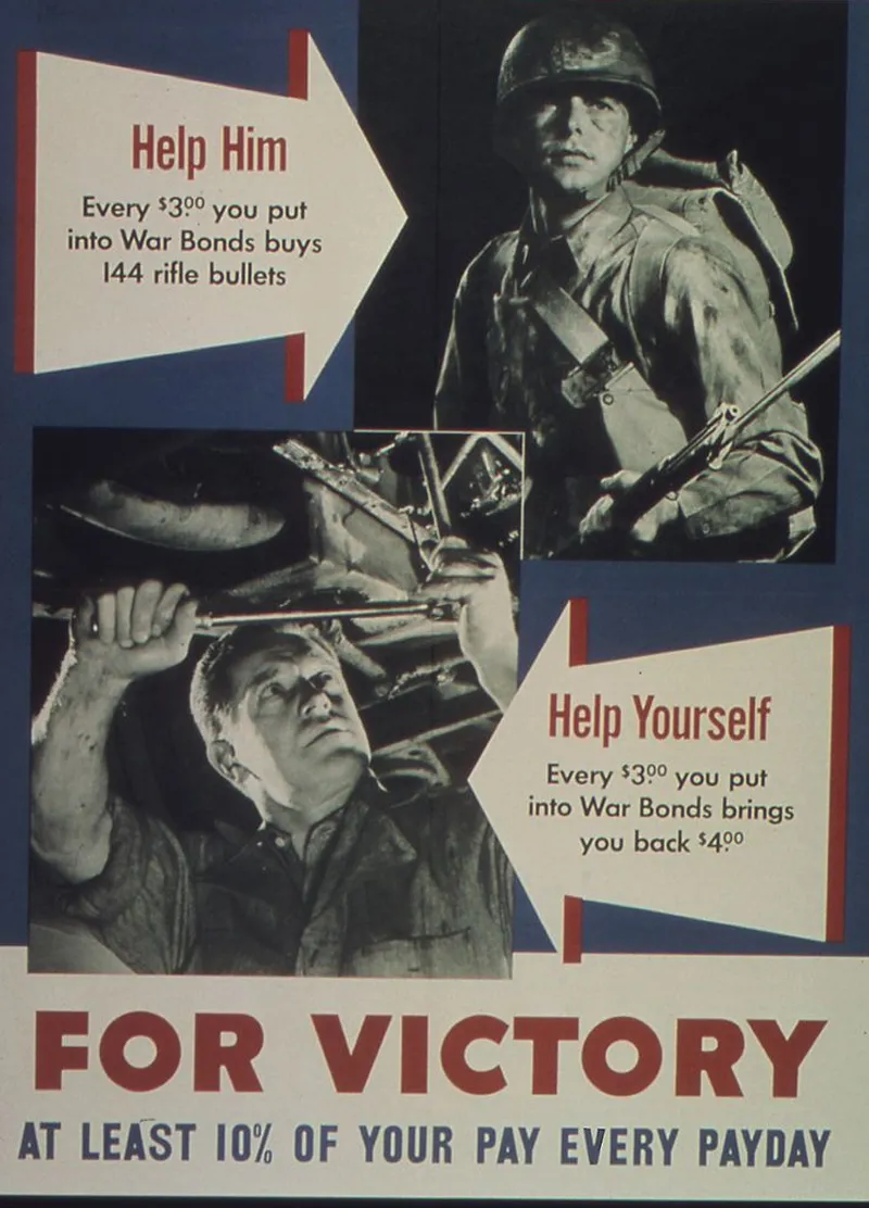 A poster promotoing war bonds