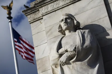 This statue of Christopher Columbus resides at Columbus Circle in front of Union Station in Washington, D.C.&nbsp;