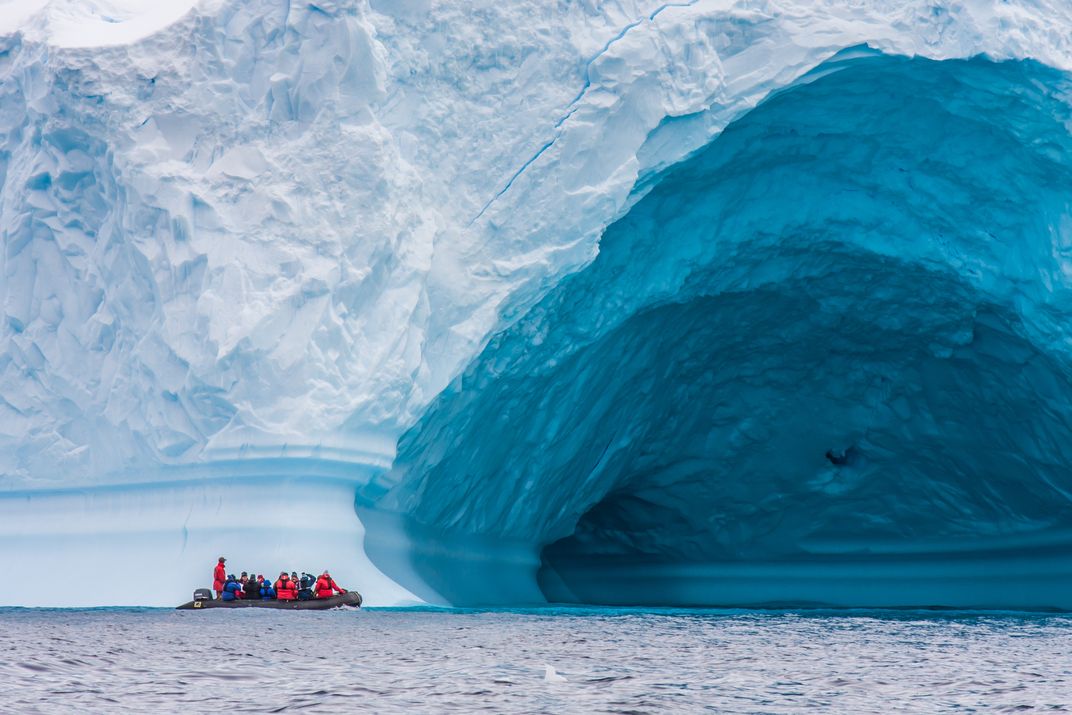 Exploring the ice cliffs by Zodiac