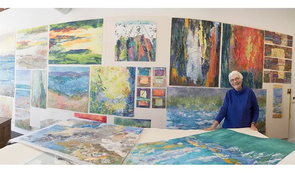 Fiber artist Barbara Lee Smith in her studio. Photo: Sam Selby