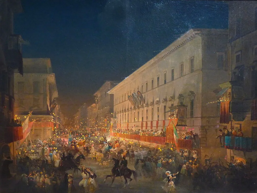 A 19th-century depiction of the Festa dei Moccoletti