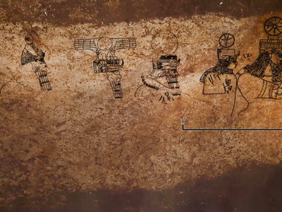 This Assyrian rock art discovered under a home in southeastern Turkey was hidden by local looters.&nbsp;