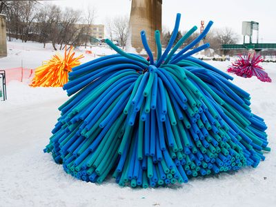These noodles are actually a place for visitors to Winnipeg's Red River Mutual Trail to stay warm in the chilly winter weather.