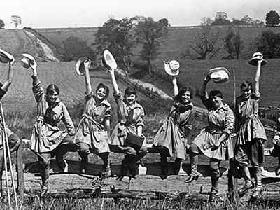 Farmerettes of the Woman's Land Army of America took over farm work when the men were called to wartime service in WWI.