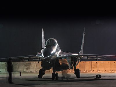 A Polish air force MiG-29 rests in the shadows.This year the Polish air force is upgrading the avionics in half of its 31 MiG‑29s. 