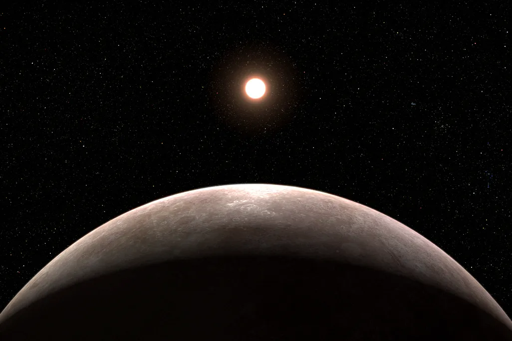 Illustration of exoplanet and its red dwarf star