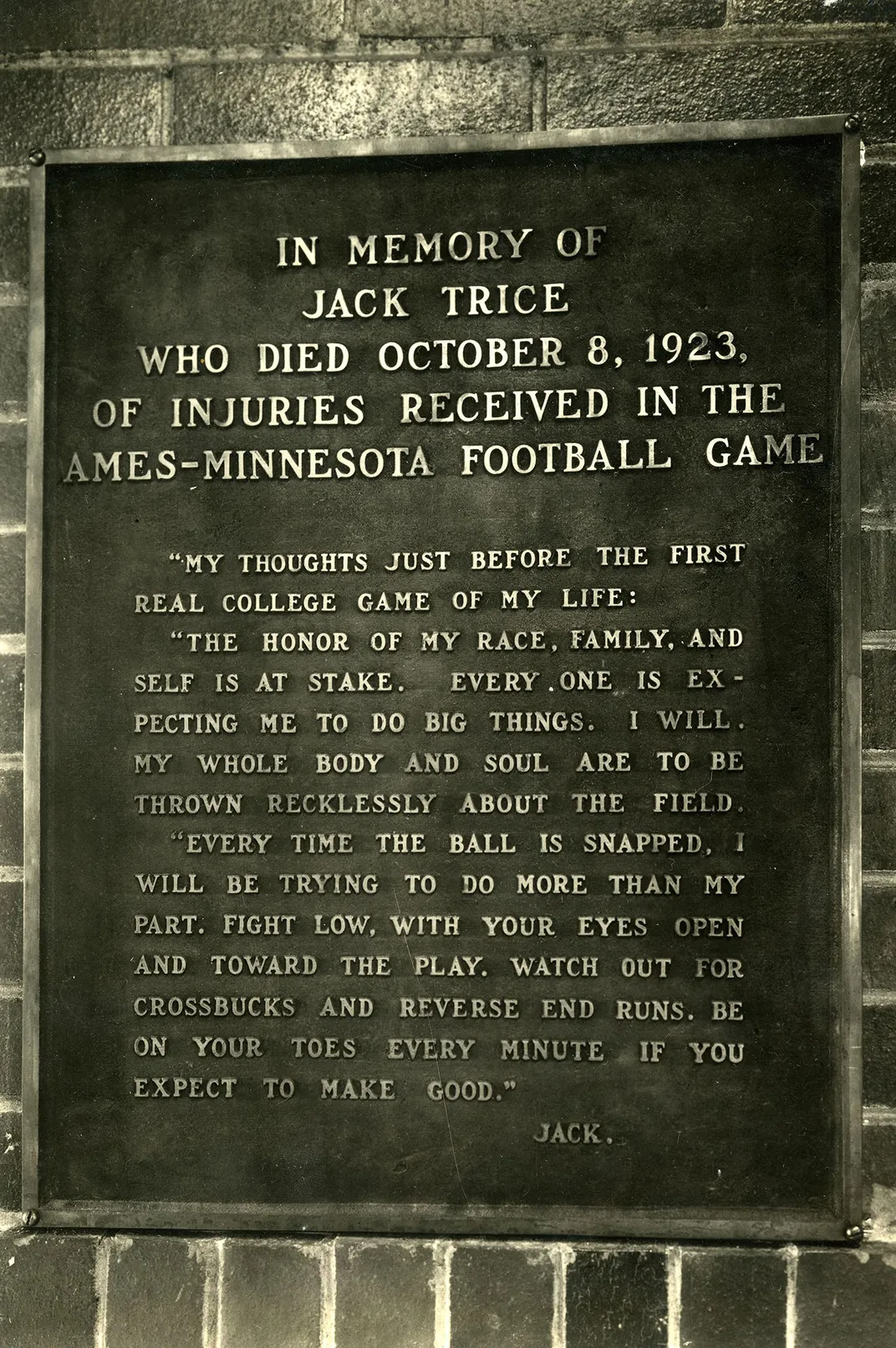 A memorial plaque commemorating Trice