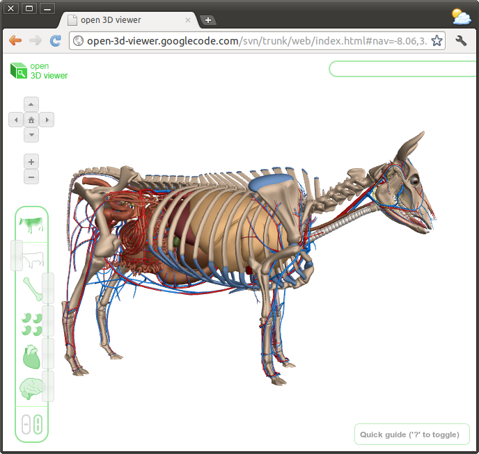 The Google Cow model, now part of the open-3d-viewer project