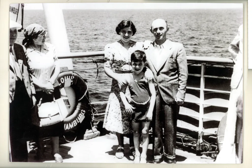 Paula, Sam and Sol Messinger aboard the M.S. St. Louis in May 1939.