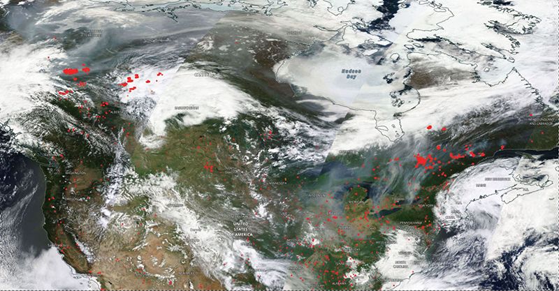 Satellite map of fires