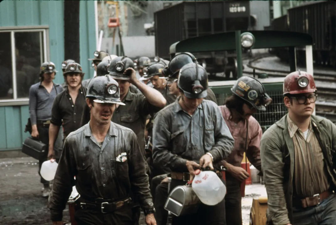 Historical miners going to work