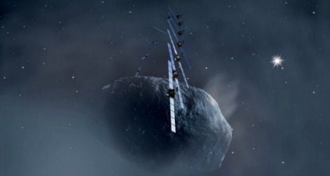 Rosetta eyeing the comet Churyumov-Gerasimenko
