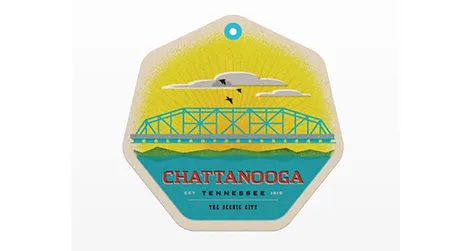 A badge designed for Chattanooga using the local Chatype font