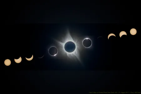 Phases of the 2017 total solar eclipse, captured from Farewell Bend State Recreation Area in Oregon.