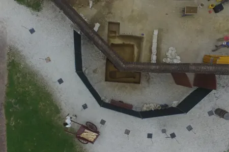 Excavations near the Powder Magazine in Williamsburg, Virginia, where the four bodies were found