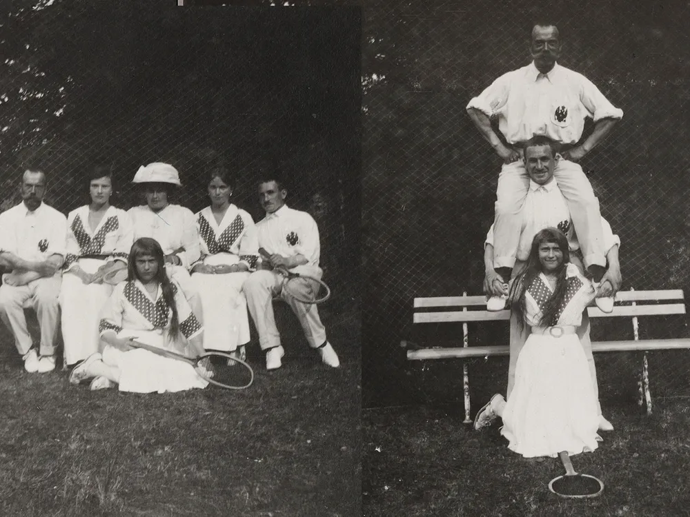 Photos of the Romanov sisters and their father at the tennis court
