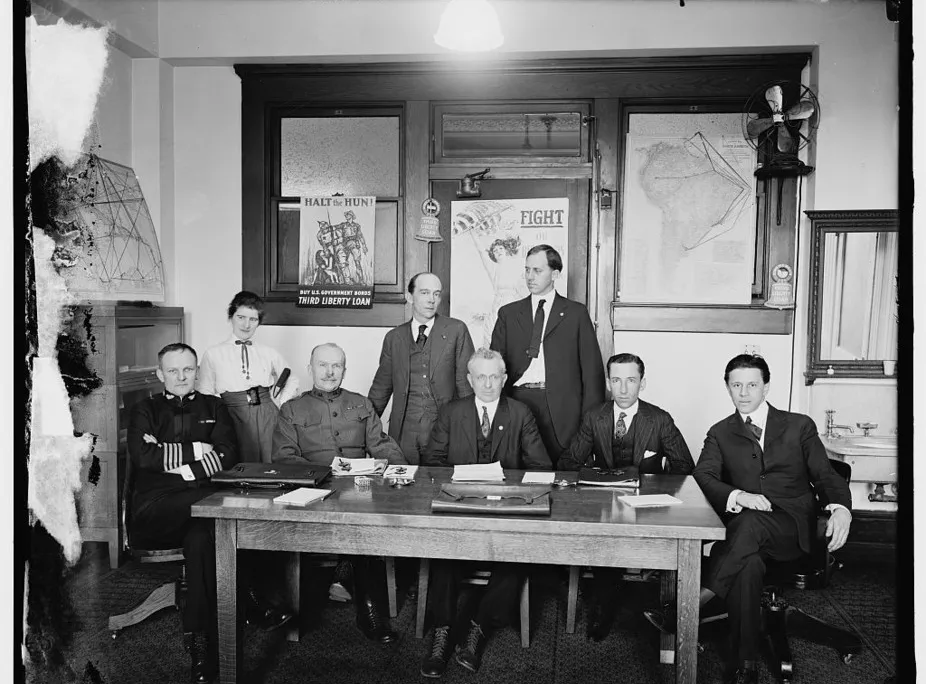 The censorship board. George Creel is seated at far right
