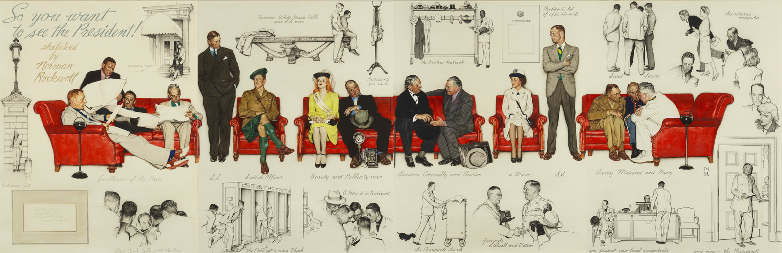 Norman Rockwell Captured the Hustle of the West Wing in Colorful Drawings Displayed for Decades in the White House. They’re Now on Public View for the First Time