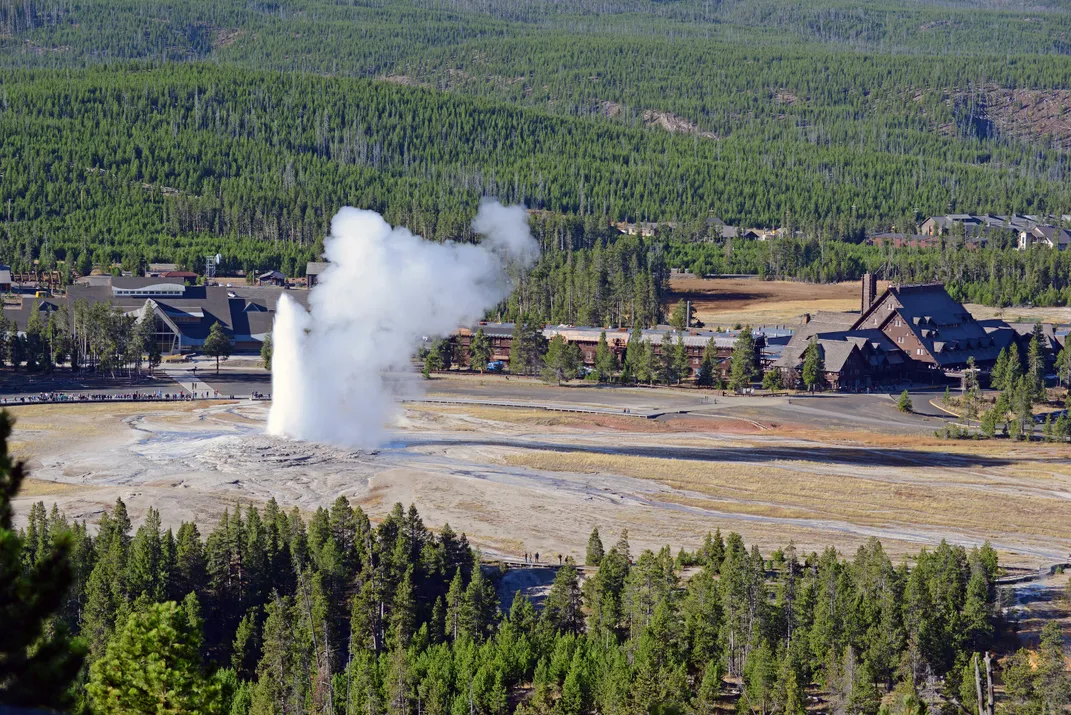 Old Faithful erupting