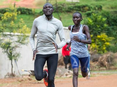 Paul Amotun Lokoro and Anjelina Nadai Lohalith of South Sudan, part of the Olympic's first team of refugees