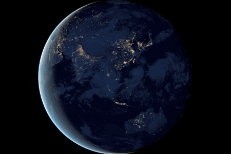 Satellite photo of Earth's artificial lights at night.