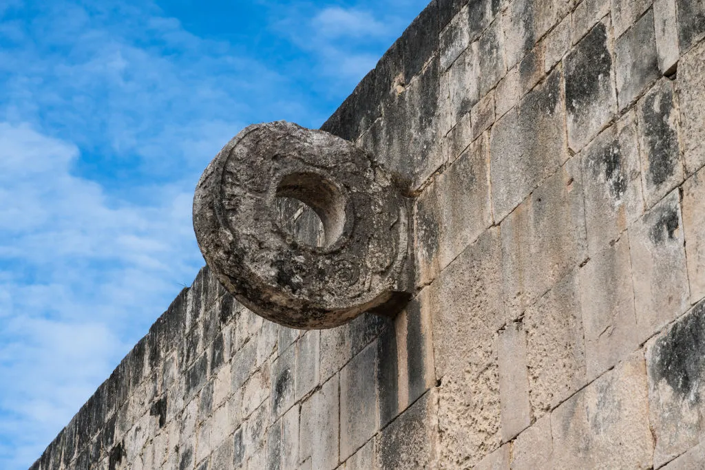 carved stone ring at Great Ball Court at Chichén Itzá