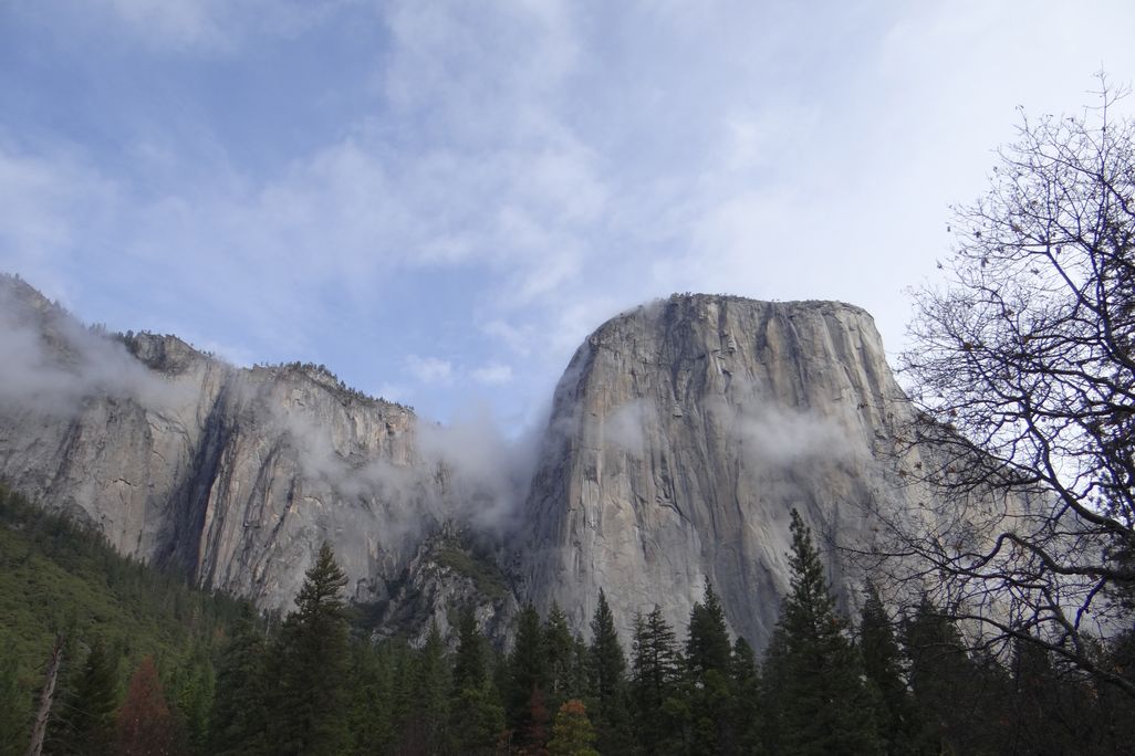 El Capitan surrounded by fog
