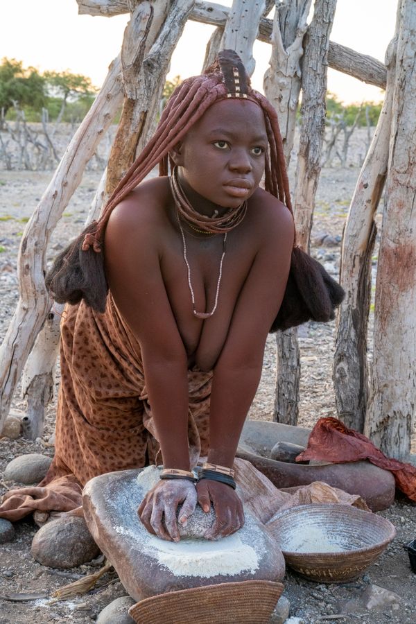 Himba Woman Cooking thumbnail
