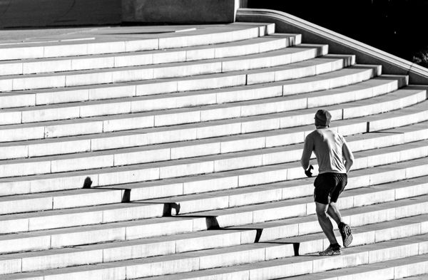 Runner on steps near Lincoln Memorial thumbnail