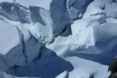 Dr. John All fell 70 feet into this crevasse. 
