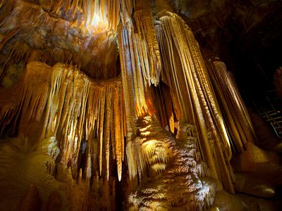 Stalactites hang inside of Australia's Jenolan Caves, each one a record of Earth's past.