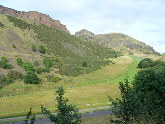 Salisbury Crags, on the left, and Arthur’s Seat