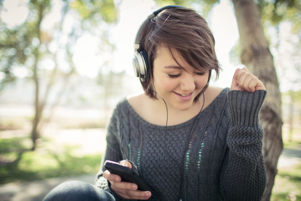 woman with headphones