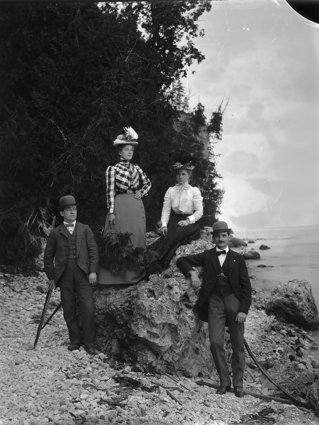 Tourists in fancy dress on Mackinac Island