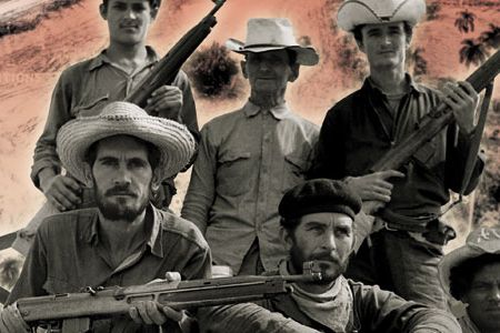 Militiamen trained in the Escambray mountains while superpowers tested each other’s resolve. The background in this composite image is from a U-2 photo of Cuba.