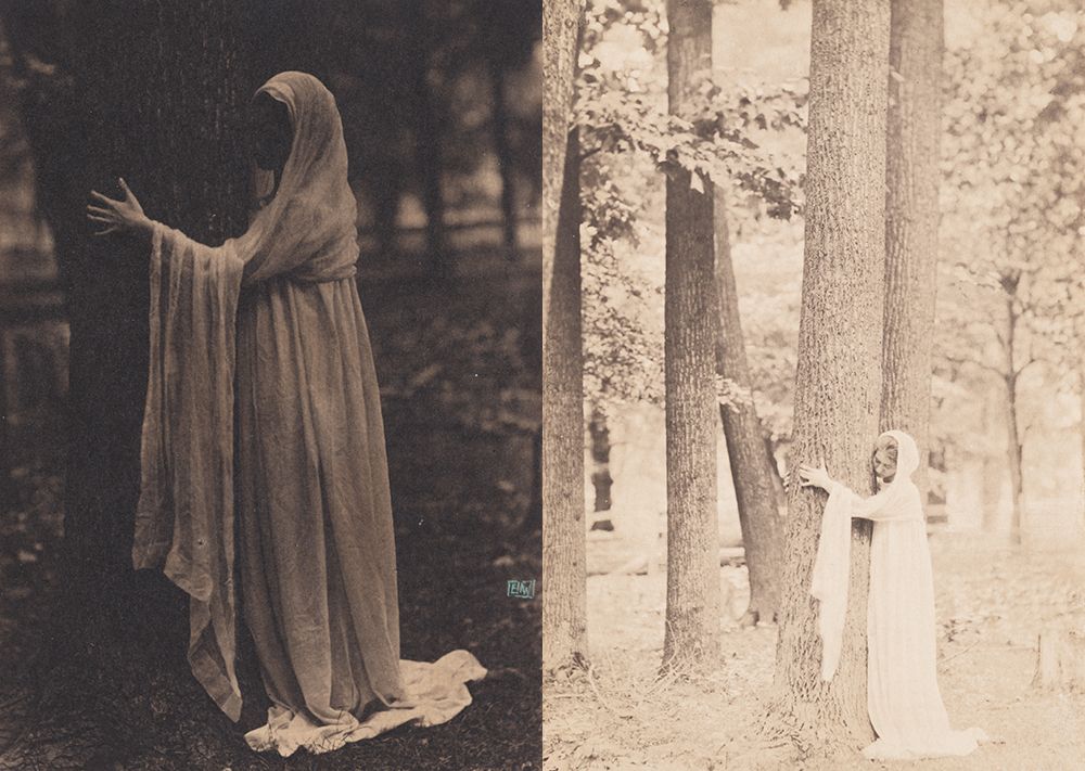 Violet Oakley in two poses photographed by Eva Watson-Schütze