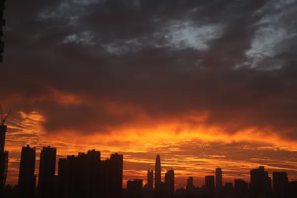 Sunrise before typhoons in downtown city thumbnail