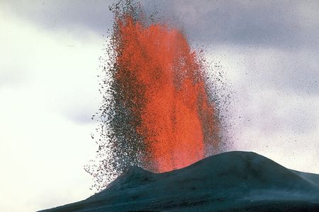 A lava fountain at the Kilauea Volcano in Hawaii.